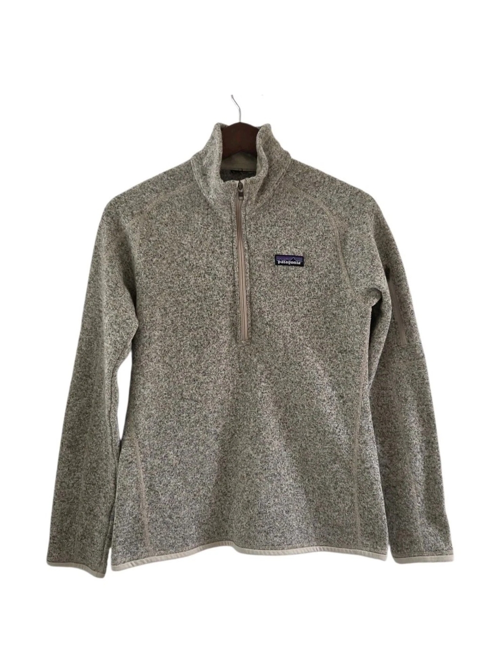 Patagonia Womens Better Sweater 1/4 Zip Fleece Jacket Pelican Beige 25618 M